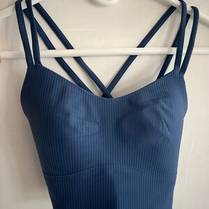 Lululemon New Navy Blue Ribbed Strappy Crop Top